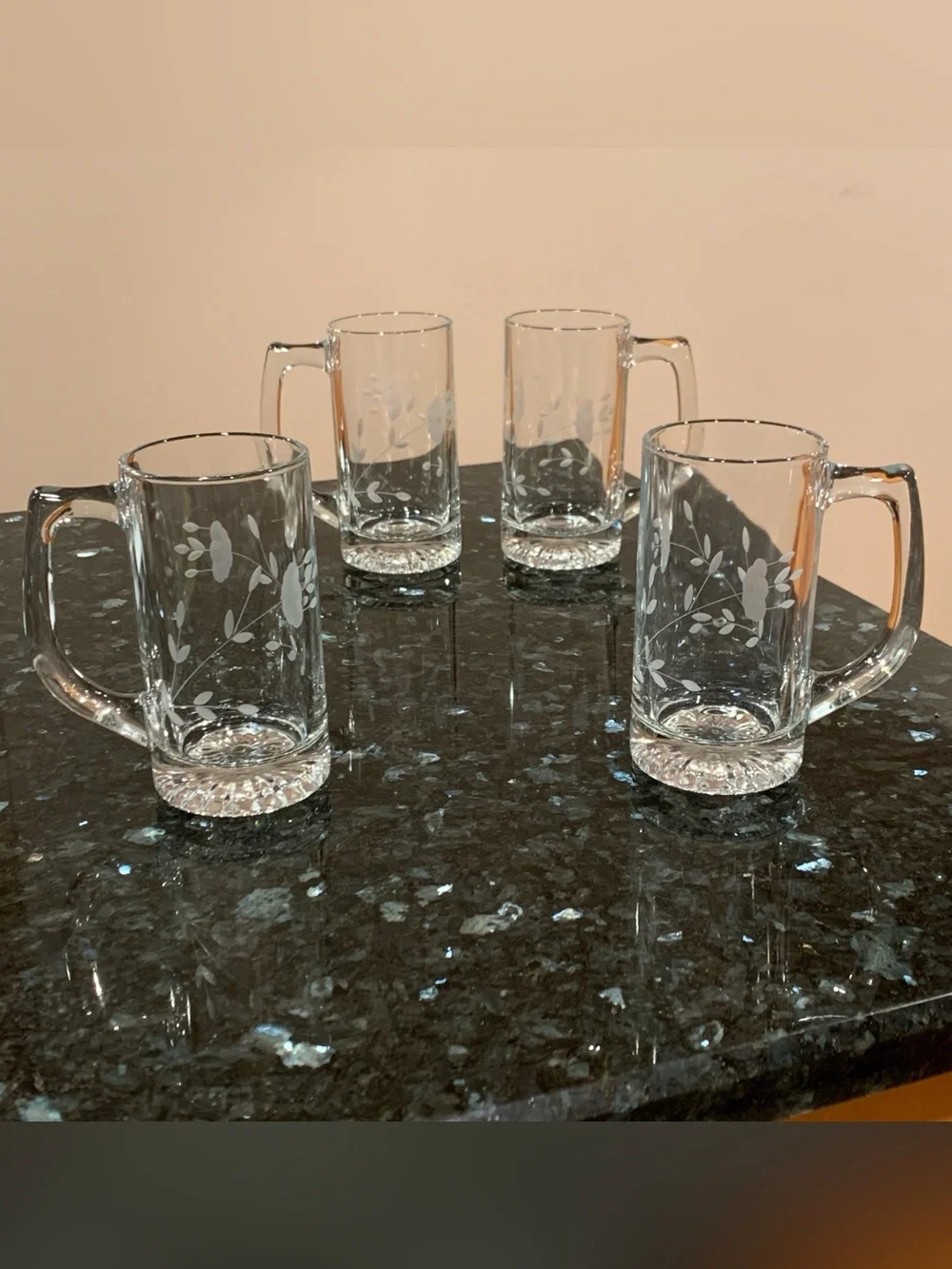 Vintage Princess House Heritage Crystal 12oz Beer Mugs – Set of 4 – Item #412